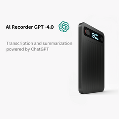 ENSOUL AI Recorder GPT-4.0 powered by ChatGPT for real-time transcription and summarization in sleek matte black design