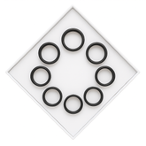 ENSOUL AI Smart Ring sizing kit — black measurement rings arranged in diamond box for accurate finger fit selection