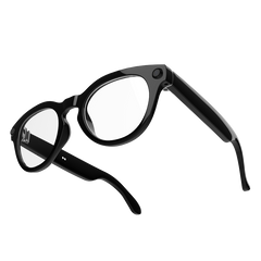 ENSOUL AI Glasses Original Edition side view — smart eyewear with camera, microphones, and open-ear speaker arms