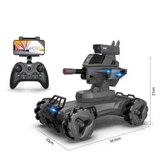 ENSOUL AI X2 STORM MASTER Black Edition intelligent FPV battle robot with wireless controller and Mecanum wheels, size 34.5×23×31 cm