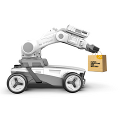 White X5 STORM MASTER Smart Robot using robotic arm to carry shopping bag with precise motion – ENSOUL AI