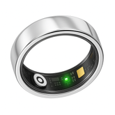 ENSOUL AI smart ring in silver titanium finish with active green health tracking sensor